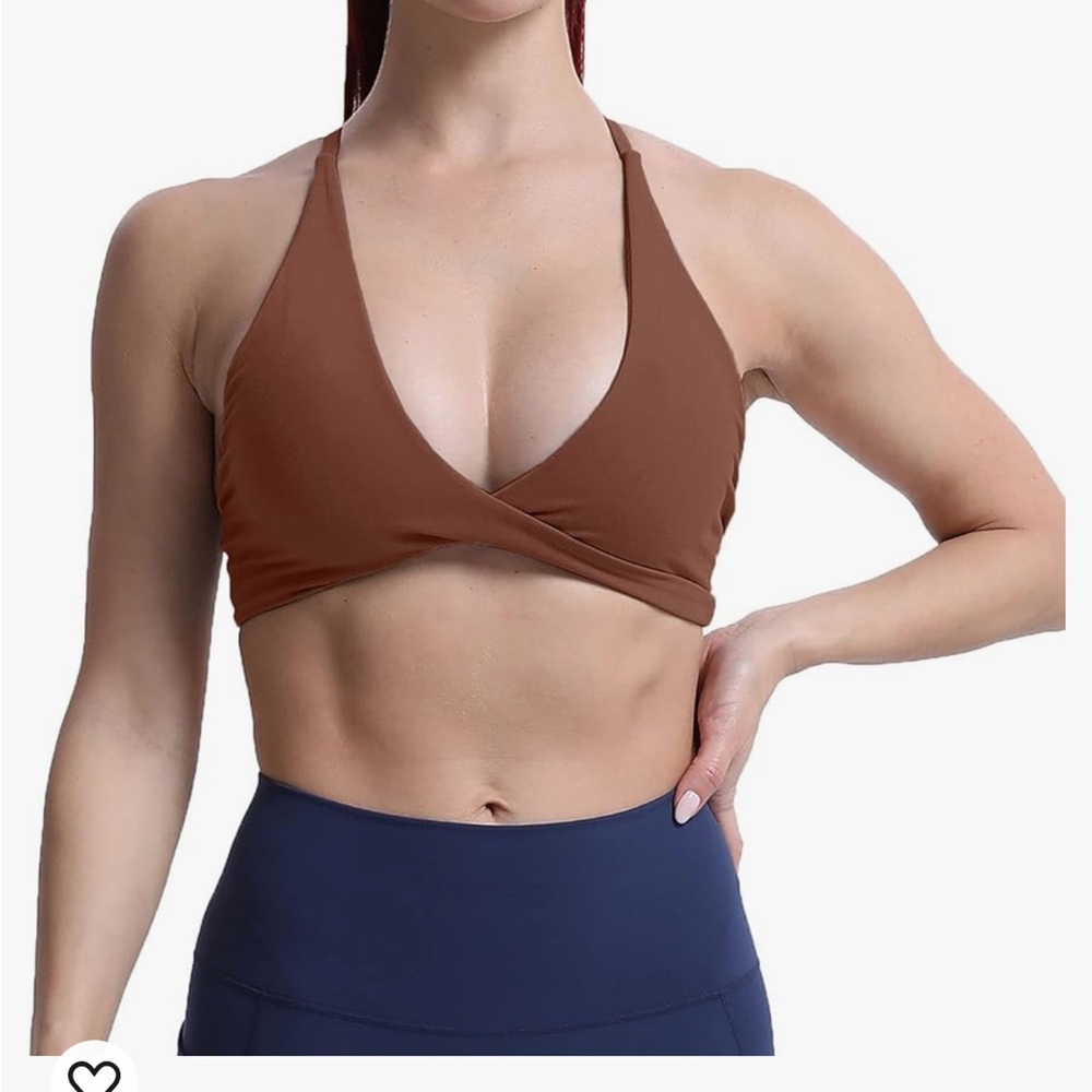 Amazon Aoxjox Brown Strappy Back Wrap Sports Bra